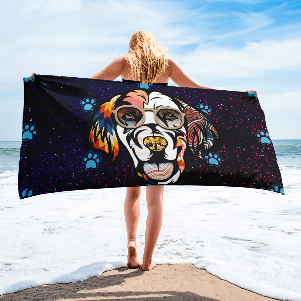 golden retriever (beach Towel )